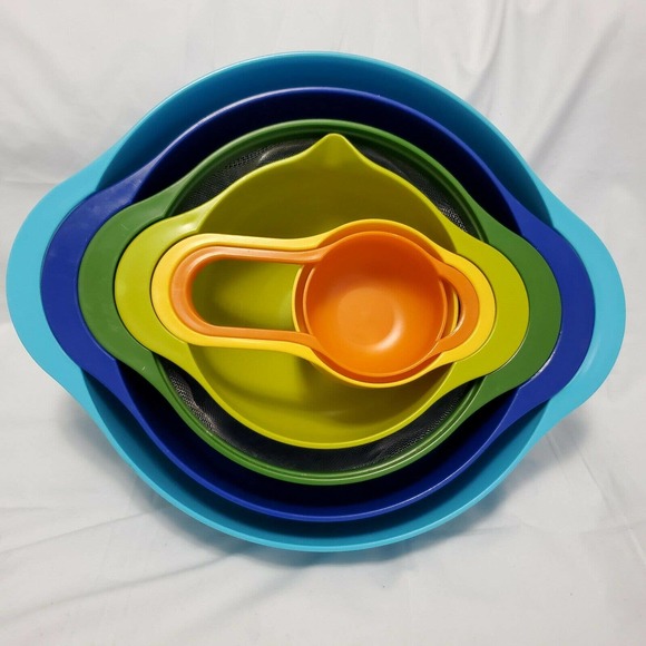 Joseph Joseph 6 Pc Nesting Bowl Set Measuring Cup Mixing Bowl & Strainer - Picture 1 of 9